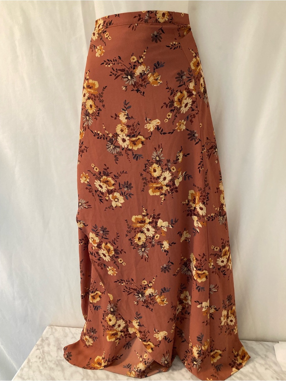 Forever 21 Contemporary Rust Floral Midi Maxi Skirt Boho Y2K M